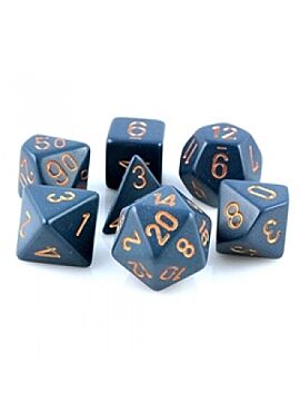 Opaque Polyhedral 7-Die Sets - Dusty Blue w/gold